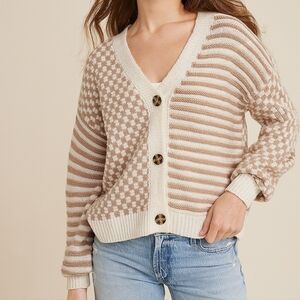 NWT Maurices Cardigan, Mixed Stripes and Checks, size XL